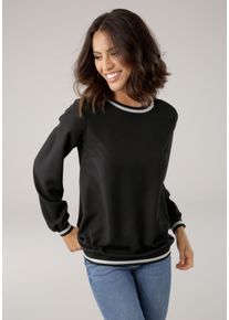 Laura Scott Damen Schlupfbluse, schwarz, feminin, Gr. 48, unifarben, clean, kontrastfarbene Details, Cru00eape, Jersey, Obermaterial: 100% Polyester.