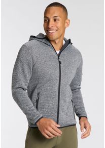 CMP Herren Strickfleecejacke "MAN JACKET FIX HOOD", grau, sportlich, Gr. 56, Strick, Fleece, Obermaterial: 100% Polyester, Jacken