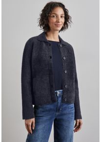 Street One Damen Cardigan, blau, casual, Gr. 34, unifarben, Stoff, 64% Polyamid, 23% Viskose, 13% Polyester, Strickjacken, mit Knopfleiste