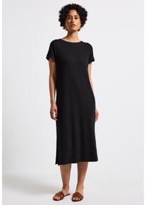 Street One Damen Midikleid, schwarz, casual, Gr. 36, unifarben, Stoff, 75% Viskose, 20% Polyester, 5% Elasthan, Kleider, mit Rundhalsausschnitt