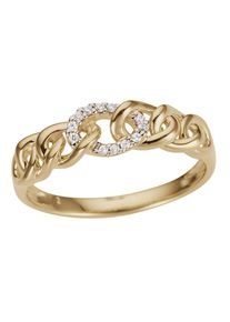 Firetti Damen Diamantring "Schmuck Geschenk Gold 333 Damenring Goldring Panzerkette", 19, 0,05 ct P2 = erkennbare Einschlüsse, Gelbgold