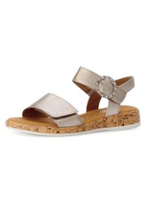 Gabor Damen Keilsandalette "RHODOS", Gr. 39, gold, Glattleder, metallic, klassisch, Schuhe, Riemchensandale, Komfortschuh, Sommerschuh mit hübscher
