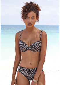 Lascana Damen Bikini-Hose "Kaa", schwarz, Gr. 32, Animalprint, Recycling-Polyamid, Badehosen, im Animal-Design