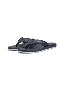 Tommy Hilfiger Herren Zehentrenner "MOLDED COMFORT TH BEACH SANDAL", Gr. 40, blau, Lederimitat, Textil, sportlich, Schuhe, Sommerschuh, für Bad und