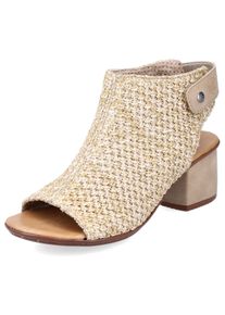Rieker Damen Sandalette, Gr. 37, beige, Textil, elegant, Schuhe, Sommerschuh, Sandalette, Blockabsatz, in modischer Flecht-Optik