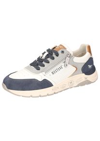 Mustang Shoes Herren Sneaker, Gr. 41sanftes weiß, blau, grau, Lederimitat, kontrastfarbene Details, casual, Schuhe, Runners Sneaker mit