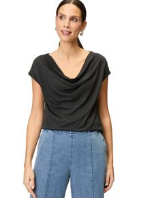 Zero Damen T-Shirt "Zero Jerseyshirt mit Wasserfallausschnitt", schwarz, casual, Gr. 36, clean, Jersey, Obermaterial: 70% Modal, 30% Polyester.