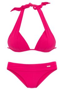 Lascana Damen Triangel-Bikini, pink, Gr. 34, unifarben, Polyamid, Bikini-Sets, im Nacken zu binden, wattierte Cups, mit eingearbeiteten Kissen