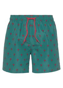 s.Oliver Herren Badeshorts, bunt, Gr. S, bedruckt, kontrastfarbene Details, Recycling-Polyester, Microfaser, Badehosen, mit Palmen-Design