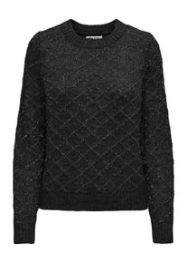 Only Damen Rundhalspullover "ONLALBA L/S GLITTER O-NECK CC KNT", schwarz, modisch, Gr. S, gemustert, Strick, Obermaterial: 60% Polyacryl, 40%