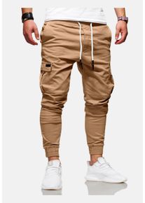behype Herren Cargohose "LANE", beige, Gr. 33, 97% Baumwolle, 3% Elasthan, Hosen, mit elastischem Bund