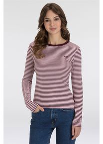 Levi's LEVI'S Damen Langarmshirt "ESSENTIAL HM LS TEE"anita stripe zinfand, casual, Gr. XS, gestreift, Single Jersey, Obermaterial: 100% Baumwolle, Shirts,