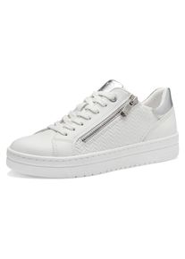 Marco Tozzi Damen Plateausneaker, Gr. 39, silber, Lederimitat, sportlich, Schuhe, Freizeitschuh, Halbschuh, Schnürschuh mit Prägung