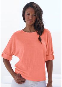 Vivance Damen 2-in-1-Shirt "zum Krempeln", orange, modisch, Gr. 32, unifarben, Cru00eape, Obermaterial: 98% Polyester, 2% Elasthan, Shirts, aus