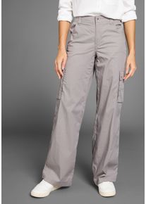 Kangaroos Damen Cargohose, grau, casual, Gr. 34, unifarben, kontrastfarbene Details, Web, Obermaterial: 50% Baumwolle, 46% Polyamid, 4% Elasthan,