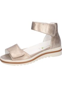Waldläufer WALDLÄUFER Damen Sandale "HAKURA", Gr. 4, gold, Glattleder, metallic, elegant, Schuhe, Sommerschuh, Sandalette, Keilabsatz, in Komfortweite H (= sehr
