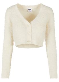 Urban Classics Damen Strickjacke "Urban Classics Damen Ladies Cropped Feather Cardigan", beige, Gr. 4XL, unifarben, 51% Polyacryl, 49% Polyamid,