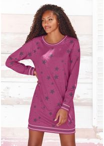 Vivance Dreams Damen Sleepshirt, Gr. 36, rot, Single Jersey, Obermaterial: 60% Baumwolle, 40% Polyester, gemustert, Basic, Kleider, mit angesagtem