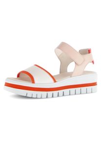 Gabor Damen Keilsandalette, Gr. 38creme, rosé, rot, Glattleder, kontrastfarbene Details, klassisch, Schuhe, Plateau, Riemchensandale, Sommerschuh mit