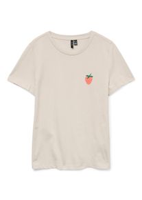 Véro Moda VERO MODA Damen Kurzarmshirt "VMSILJA FRANCIS SS TOP BOX JRS SPE"pumice stone print:strawberry, modisch, Gr. L, bedruckt, Jersey, Obermaterial: 100%