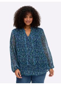 sheego by Joe Browns sheego Große Größen Chiffonbluse mit Glanz-Nadelstreifen, tiefblau-bedruckt, Größe 48 - Damen