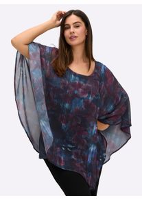 sheego Große Größen Tunika in Cape-Optik, mit Jersey-Top, tiefblau-bedruckt, Größe 58 - Damen