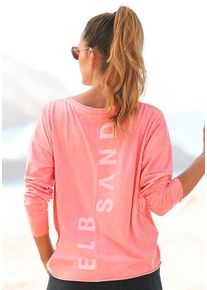 ELBSAND Langarmshirt 'Eltje' orange Gr. XL für Damen. Rundhals und Logodruck. Figurumspielend. Nachhaltig.