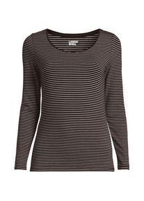 LANDS' END Baumwolle/Modal-Shirt mit Ballett-Ausschnitt, Damen,  Braun, Baumwolle Modal, by Lands' End