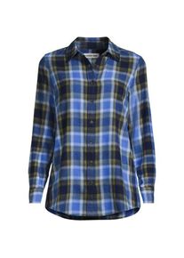 LANDS' END Boyfriend-Bluse aus Flanell, Damen,  Blau, Baumwolle, by Lands' End