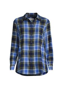 LANDS' END Boyfriend-Bluse aus Flanell, Damen,  Blau, Baumwolle, by Lands' End