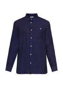 KnowledgeCotton Apparel Regular Linen Shirt Hemd Herren Alltag (Gr M |blau)