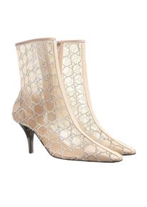 Gucci Stiefel & Boots - GG Mid-Heel Boot - Gr. 35 (EU) - in Creme - f&uuml;r Damen