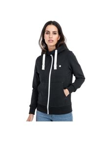 Kapuzensweatjacke DEPROC Active "FinjaCMYK II", Damen, Gr. 46 (L), schwarz, 50% Baumwolle, 50% Polyester, tailliert, gerader Abschluss, Sweatjacken Kapuzensweatjacke, weiche Fleecejacke mit K&auml;ngurutasche