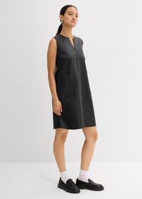 bonprix Lederimitat-Kleid, schwarz, Gr.32, &Auml;rmelloses Lederimitat-Kleid mit farblich passenden Steppn&auml;hten, aufgesetzten Taschen vorne sowie einer Rei&szlig;verschluss&ouml;ffnung hintenLederimitat