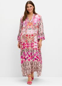 sheego loves miss goodlife sheego Große Größen Stufenkleid im Maxischnitt, mit Volants, pink gemustert, Größe 40 - Damen
