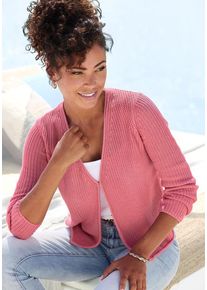 Vivance Strickjacke pink Gr. 32/34 für Damen. Mit tiefer V-Ausschnitt. Figurumspielend