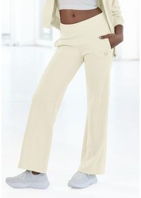active by Lascana LASCANA ACTIVE Jogger Pants beige Gr. XS (32/34) für Damen. Mit Logodruck. Bequem. Nachhaltig.