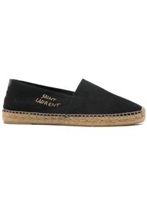 SAINT LAURENT Low-Top Sneaker - Embroidered Logo Espadrilles - Gr. 41 (EU) - in Schwarz - f&uuml;r Damen