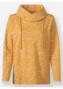 sheego Große Größen Sweatshirt mit überlappenden Rollkragen, ocker-ecru-bedruckt, Größe 36 - Damen