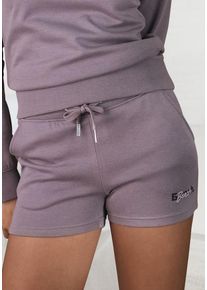 BENCH. LOUNGEWEAR Shorts violett Gr. 32/34 für Damen. Mit Logodruck, Logostickerei, Bindeband. Bequem. Nachhaltig.