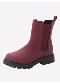 sheego Große Größen Ankleboots aus Velourslederimitat, bordeaux, Größe 38 - Damen