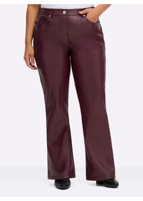 sheego Große Größen Lederimitathose mit Formbund, in Bootcut-Form, burgund, Größe 54 - Damen