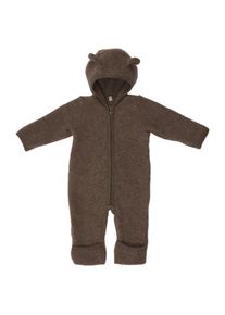 Huttelihut Babys Pram Suit Bear Ears Wool Fleece Overall Kinder (Gr 56 |braun)