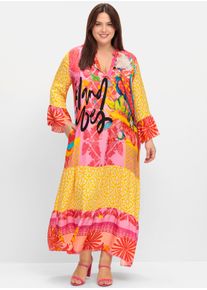 sheego loves miss goodlife sheego Große Größen Maxikleid im Mustermix, mit Volants, pink gemustert, Größe 46 - Damen