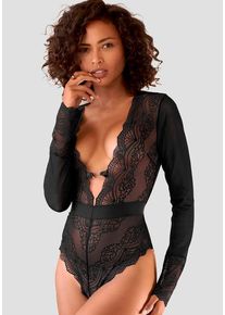 Lascana Body schwarz Gr. 32 für Damen. Mit tiefer V-Ausschnitt. Ohne Bügel. Figurbetont
