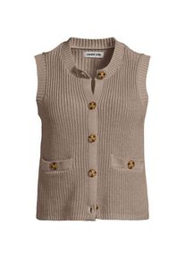 LANDS' END &Auml;rmellose Rippstrick-Weste, Damen,  Beige, Baumwolle, by Lands' End