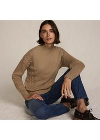 LANDS' END Stehkragenpullover Silk Touch, Damen,  Beige, by Lands' End