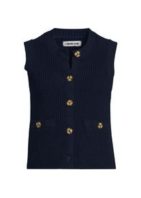 LANDS' END &Auml;rmellose Rippstrick-Weste, Damen,  Blau, Baumwolle, by Lands' End