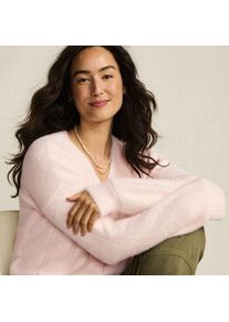 LANDS' END Zopfmuster-Cardigan aus Wimperngarn, Damen,  Pink, by Lands' End