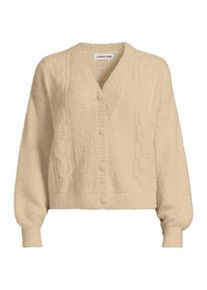 LANDS' END Zopfmuster-Cardigan aus Wimperngarn, Damen,  Wei&szlig;, Nylon, by Lands' End